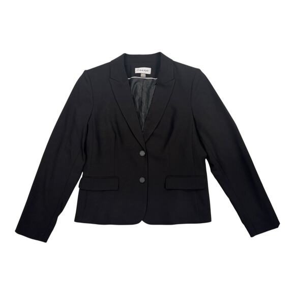 Calvin Klein Women’s Black Flap‑Pocket Two‑Button Tailored Blazer - Size 12 NWT - Picture 1 of 5